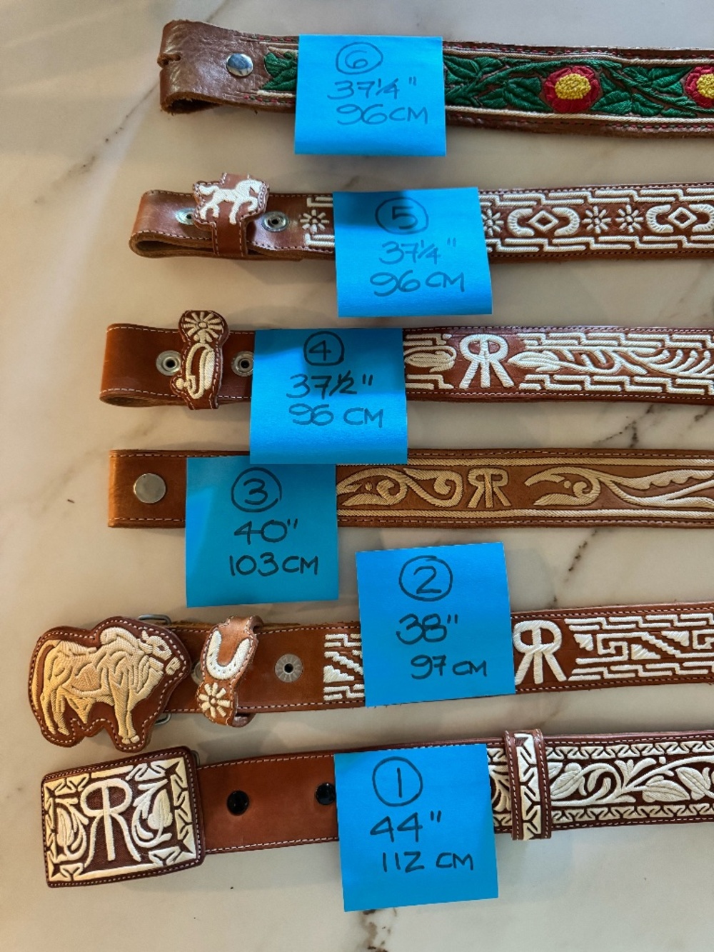 Six Vintage Piteado Belts